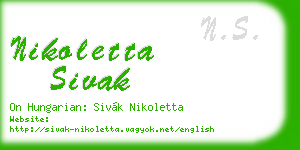 nikoletta sivak business card